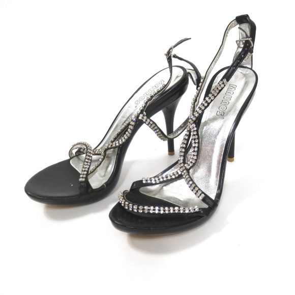 Mauros Shoes - RHINESTONE BLACK CINDERELLA SANDALS